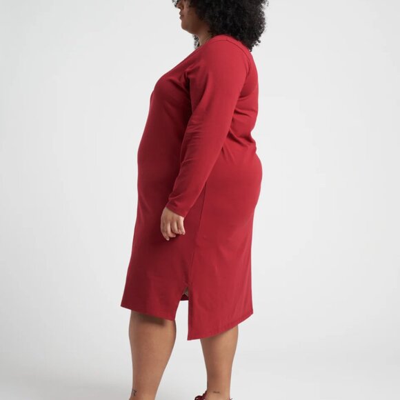 Universal STANDARD Red Long Sleeve Tesino V-Neck Tee Dress Plus Size  L - Picture 2 of 12